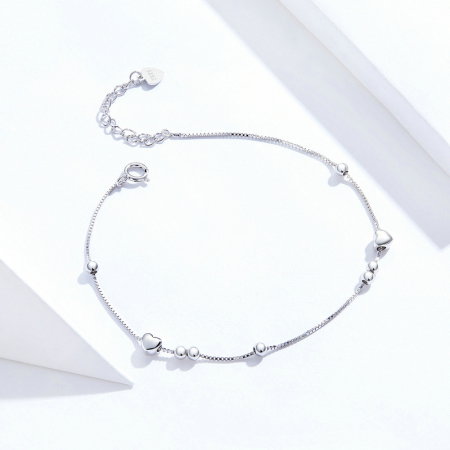 Bratara argint cu inimioare si bilute placata cu rodiu [2]