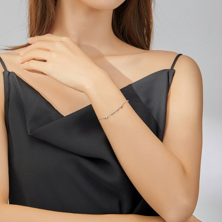 Bratara argint cu inimioare si bilute placata cu rodiu [1]