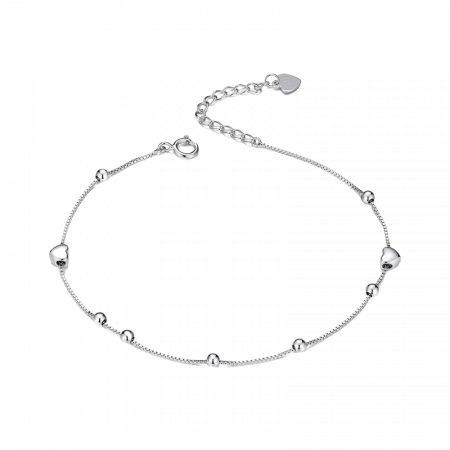 Bratara argint cu inimioare si bilute placata cu rodiu [0]