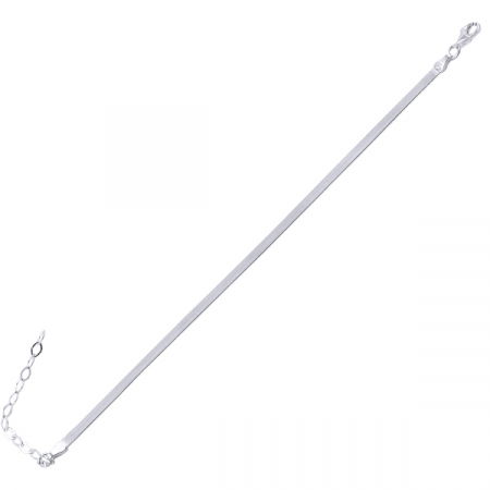 Bratara argint cu lant plat, placata cu rodiu