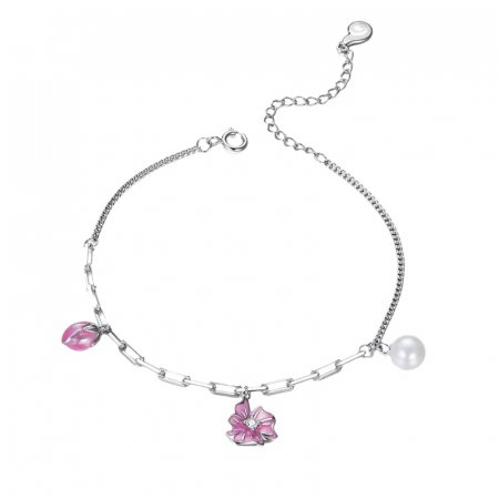 Bratara argint cu perla si flori [0]