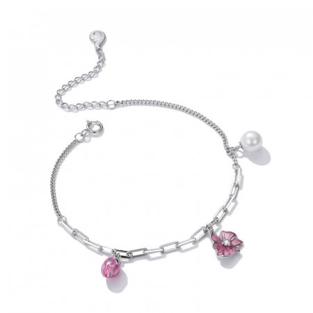 Bratara argint cu perla si flori [2]