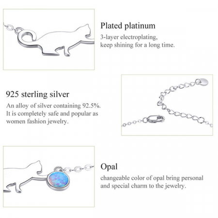 Bratara argint cu pisicuta si ghem de opal [2]