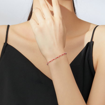 Bratara argint cu sfoara rosie placata cu rodiu [1]