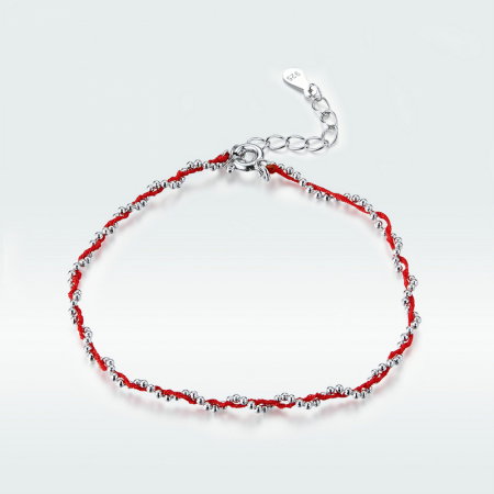 Bratara argint cu sfoara rosie placata cu rodiu [4]