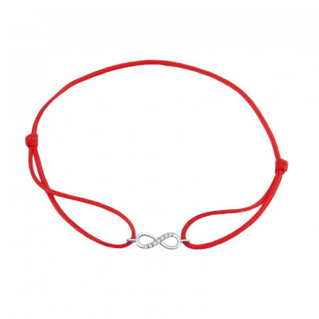 Bratara cu snur rosu si talisman argint infinit cu zirconii albe [0]