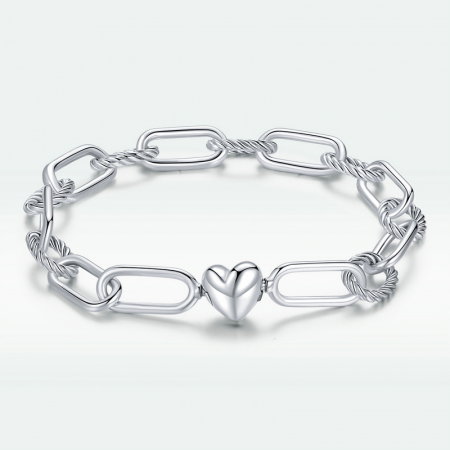 Bratara argint cu zale mari si inimioara [10]