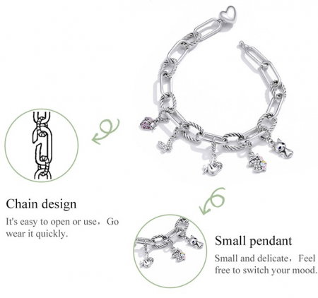 Bratara argint cu zale mari si inimioara [3]