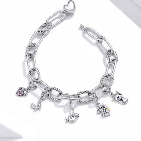 Bratara argint cu zale mari si inimioara [2]