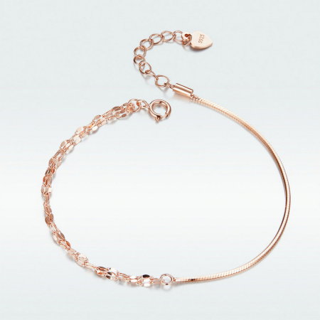 Bratara argint Dual Chain placata cu aur roz [4]