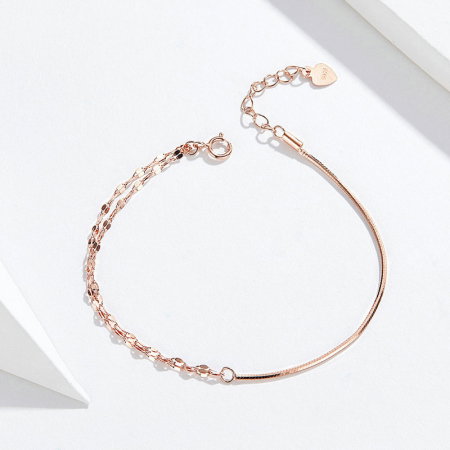 Bratara argint Dual Chain placata cu aur roz [5]