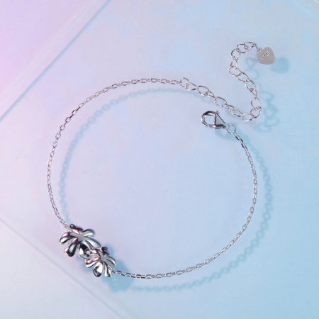 Bratara argint floari albastre [5]