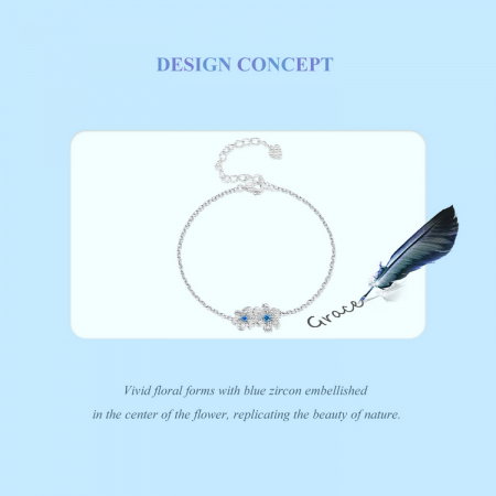 Bratara argint floari albastre [8]