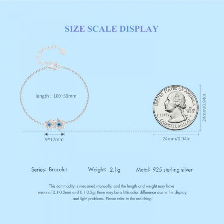 Bratara argint floari albastre [12]