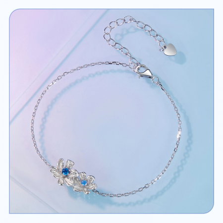 Bratara argint floari albastre [14]