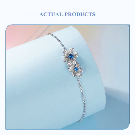 Bratara argint floari albastre [13]