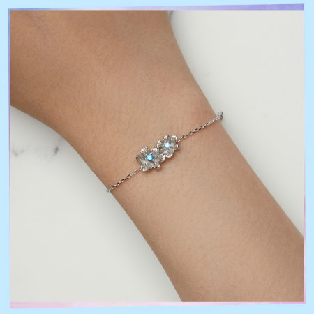 Bratara argint floari albastre [9]