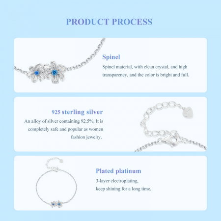 Bratara argint floari albastre [10]