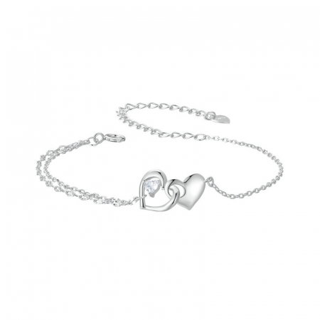 Bratara argint inimi impreunate