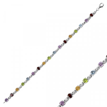 Bratara argint multicolora cu pietre semipretioase placat cu rodiu - BTU0128 [0]