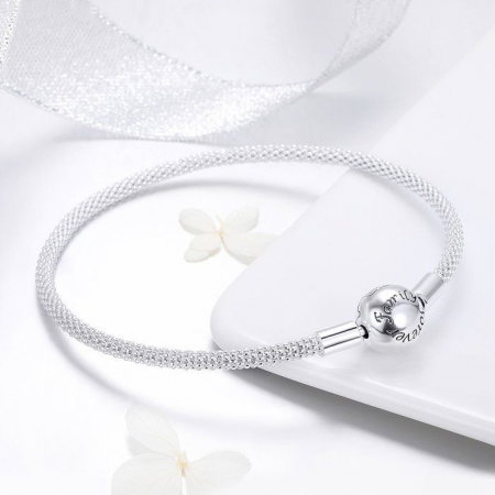 Bratara argint pentru talismane, gravata cu Forever Love [3]