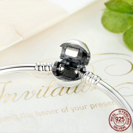 Bratara argint pentru talismate cu incuietoare sferica [2]