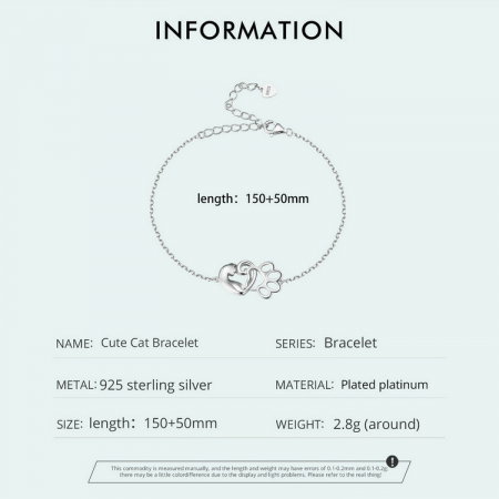 Bratara argint pisica draguta si urma de labuta [10]