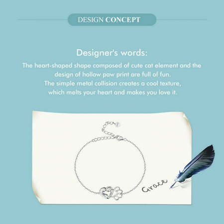 Bratara argint pisica draguta si urma de labuta [9]