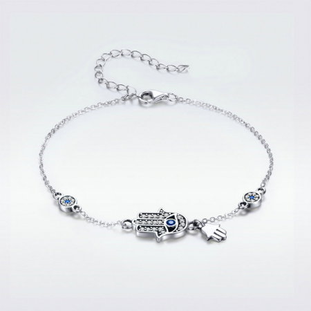 Bratara argint reglabila cu cu Mana lui Fatima (Hamsa) [6]