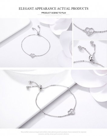 Bratara argint reglabila cu inima si puls [5]