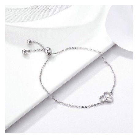 Bratara argint reglabila cu inima si puls [3]