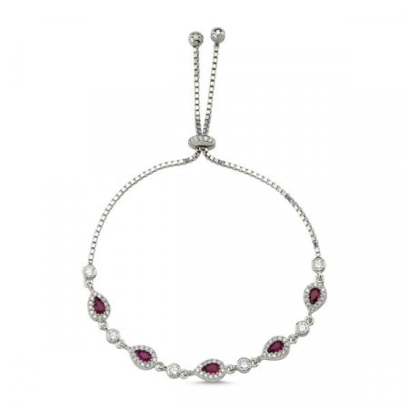 Bratara argint reglabila cu zirconii rubinii