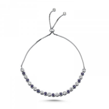 Bratara tennis argint reglabila cu ochi de deochi