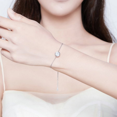 Bratara argint simpla cu zirconiu placata cu rodiu [2]