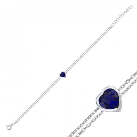 Bratara argint Solitaire cu inima si zirconii safir [1]
