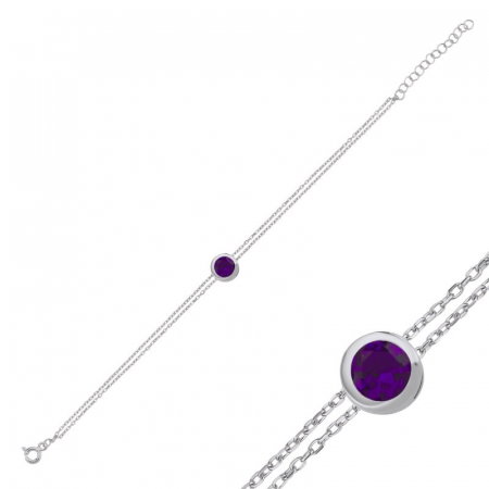 Bratara argint Solitaire cu zirconii ametist [1]