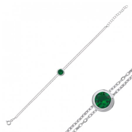 Bratara argint Solitaire cu zirconii emerald [1]