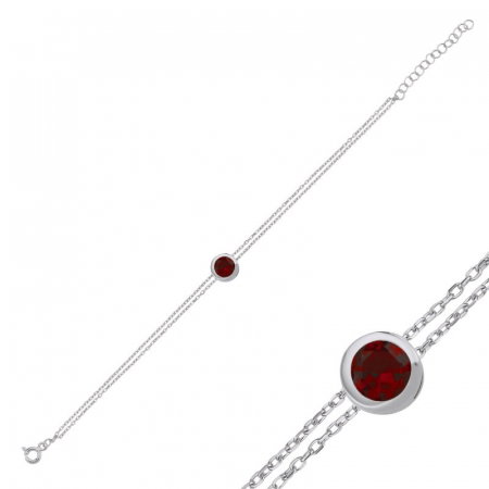 Bratara argint Solitaire cu zirconii rosii granat [0]