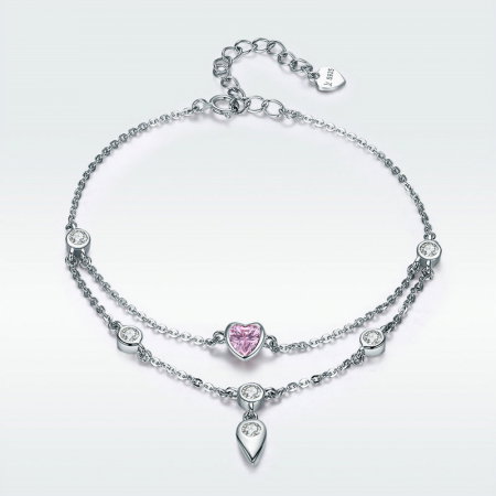 Bratara argint Sweetheart cu inimioara roz [3]