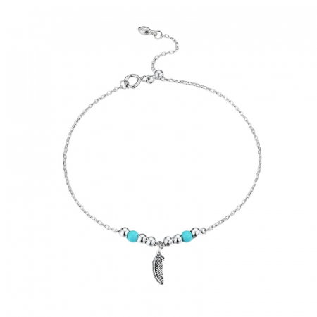 Bratara argint trib mistic cu pana si margele