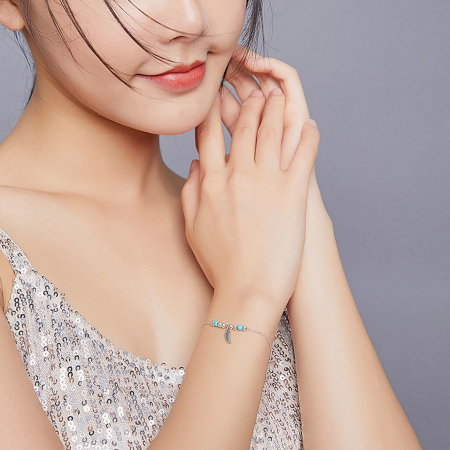 Bratara argint trib mistic cu pana si margele [1]