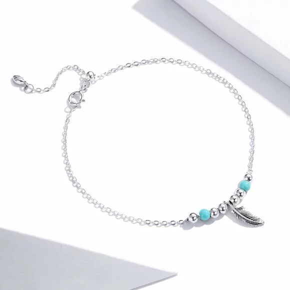 Bratara argint trib mistic cu pana si margele [2]