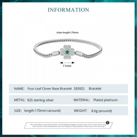 Bratara argint trifoi cu patru foi [10]
