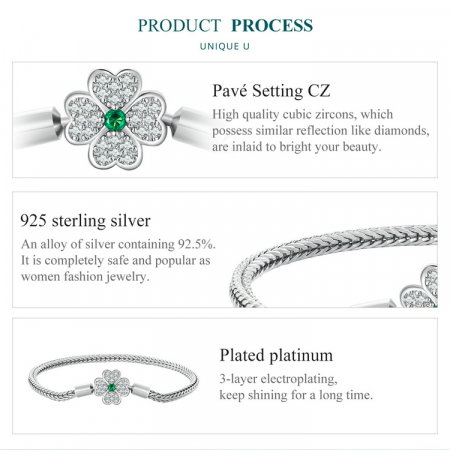 Bratara argint trifoi cu patru foi [2]