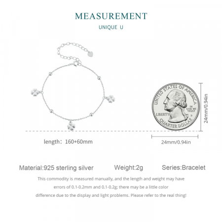 Bratara argint trifoi cu patru foi [10]