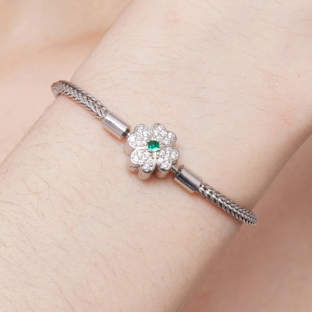 Bratara argint trifoi cu patru foi [14]