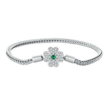 Bratara argint trifoi cu patru foi