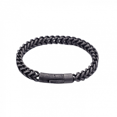 Bratara gri din inox antichizat cu lant tip sarpe de 6 mm