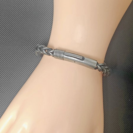 Bratara gri din inox antichizat cu lant tip sarpe de 6 mm [4]