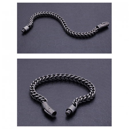 Bratara gri din inox antichizat cu lant tip sarpe de 6 mm [2]